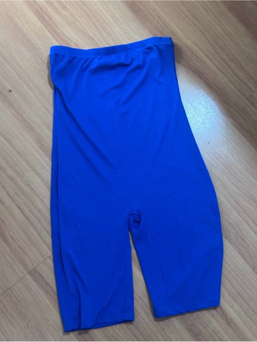 Royal Blue Strapless Tube Top Biker Short Bodycon Romper Size Small